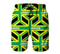 BUGKHD Jamaica Jamaican Kingdom Flag Men's Summer Beach Shorts, Athletic Trunks, White-jamaica Jamaican Kingdom Flag, M