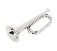 Bugle C Key Military Trumpet, Cavalry Trumpet with Thickened Brass Tube, 11cm Diameter Mouthpiece and 34cm Height, Silver Brass Instrument for Orchestra and Marching Band