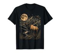 Bugling Elk Full Moon Wilderness Mountain Art T-Shirt