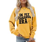 Bugrelsla In My Engaged Era For Engaged Fiancée Groovy Retro Sweatshirt Wedding Vacation Pullover Top(Yellow,M)