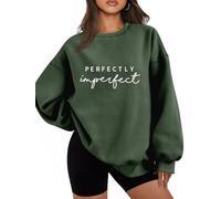 Bugrelsla Women's Padded Sweatshirt Perfectly Imperfect Women's Large Round Neck Long Sleeve Sweater(Army Green,S)