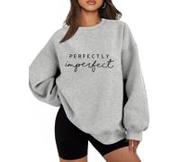 Bugrelsla Women's Padded Sweatshirt Perfectly Imperfect Women's Large Round Neck Long Sleeve Sweater(Gray,XXL)