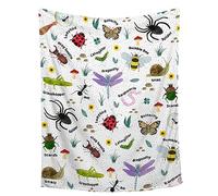 Bugs Insects Throw Blanket | Bugs Lover Gifts for Boys Girls | Ultra Plush Cozy Beetles Blanket for Travel/Camping/Picnic | Nature Animals Decor Gifts | 50"x60"-Teens/Travel Size