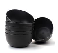 Bugucat Cereal Bowls 6 PCS 1400ML, Soup Bowls Large Capacity Plastic Salad Bowls, Breakfast Bowls for Soup Grain Ramen Salad, Unbreakable Pasta Bowls Dessert Bowls for BBQ Parties and Camping, Black