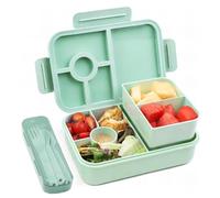 Bugucat Children's Lunch Box with Compartments, 1300 ml, Leak-Proof Lunch Box Children, Bento Box with Cutlery Set, Lunch Box for Adults, Lunch Box, Breakfast Box for Girls and Boys, Green