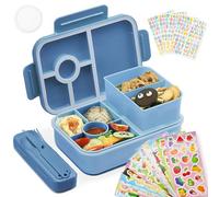 Bugucat Kids Lunch Box with Compartments 1300ml, Leakproof Bento Box with Cutlery, Stickers,Food Container Snack Box for School, Picnic, Breakfast Or Kids and Adults,Dark Blue