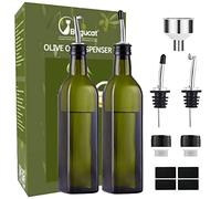 Bugucat Olive Oil Bottle, Green Glass Olive Oil Dispenser, Olive Oil and Vinegar Bottle with Dripless Pourer, Oil Bottle Dispenser, for BBQ Kitchen, 500 ml Pack of 2