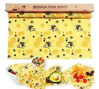 Bugucat Organic Wax Paper 33 x 100 cm DIY, Beeswax Wraps, Reusable Beeswax Cloths Made of Natural Beeswax Cotton, No Waste Cling Film for Food Storage Beeswax