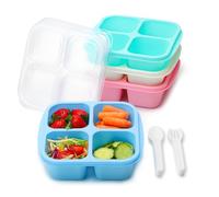 Bugucat Snack Boxes 600ML, 4 Pack Snack Box with 4 Compartments, Reusable Meal Prep Lunch Containers for Kids Adults, Divided Food Storage Containers for School Work Travel