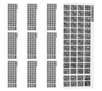 BUGUUYO 10 Sheets Arabic Keyboard Letter Stickers Self-adhesive PVC Replacement Keyboard Decal for Laptop Desktop Black Background White Letters