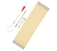 BUGUUYO 10pcs 33Cm Fiberglass Wire Pulling Rod Set with Accessories Electrical Wire Threader Kit for Seamless Cable Management and Running in Walls