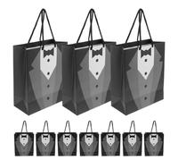 BUGUUYO 10pcs Black Paper Gift Bags with Handles for Convenient Carrying and Reusable Use, Elegant and Sophisticated Design for Birthdays, Weddings, Shopping and Special Occasions