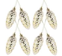 BUGUUYO 10pcs Christmas Hanging Decoration Pine Cone Ornaments, Plastic Golden Pine Cones Shape, String Hung, for Christmas Tree and Door, Daily Decoration, Birthday, Family and Colleagues