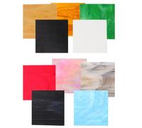 BUGUUYO 10pcs Colored Glass Sheets Water Ripple Texture for Cathedral Stained Glass and Mosaic Art 10cm Mica Tiles Reflect Light for DIY and Church Decoration Random Color
