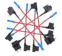 BUGUUYO 10pcs Mini Inline Car Fuse Tap Adapter with Protective Cover High Durability Copper Wire Circuit Holder for Automotive Electrical Wiring Accessories