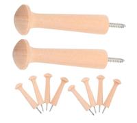 BUGUUYO 10pcs Rustic Unfinished Wood Peg Hooks Solid Natural Wood Wall Mounted Coat Hangers for Clothes Bags Hats Towels with Screw in Design DIY Paintable Farmhouse Storage