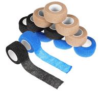 BUGUUYO 12 Rolls Self-Adhesive Elastic Sports Tape Wraps 2.5cm X 4.5m Skin, Blue Black Colors for Wrist, Ankle and Knee in Basketball and Football