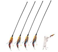 BUGUUYO 12pcs Cat Teaser Toys Interactive Pet Supplies Bell Anti-skid Handle Fun Playtime for Cats Random Color