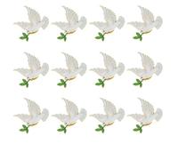 BUGUUYO 12pcs Dove Brooch Pins for Ladies, Zinc Alloy Mini Lapel Pins with Olive Branch Design, Versatile Accessory Adding Sophistication for Funeral and Business Meetings