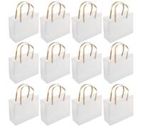 BUGUUYO 12pcs Frosted Plastic Boutique Gift Bags with Handles Medium Transparent Carrying Pouches for Parties Souvenirs Flowers and Retail Packaging