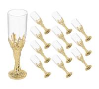BUGUUYO 12pcs Rustic Chalice Goblets Drinking Glasses for Church Communion Graduation Party Golden Cups