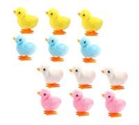 BUGUUYO 12pcs Wind Up Chicks Toys Basket Stuffers Plush Jumping Chicken Plaything (mixed Color)