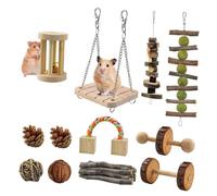 BUGUUYO 12pcs Wooden Hamster Toys Ladder Rodent Enrichment Pet Rabbit Toy Safe Molar Grinding for Hamsters