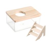 BUGUUYO 1Set Transparent Hamster Bathroom Sand Bath Box Easy to Clean Durable Design for Hamster Cage Accessories Door for Comfort Elegant Aesthetic Multi Functional Pet