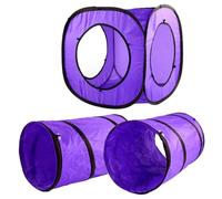 BUGUUYO 2-pack Foldable Cat Tunnel Toys Collapsible 3-way Pet Play Tube for Kittens Cats and Small Animals Interactive Hideout Storage Bag