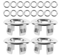 BUGUUYO 20pcs Reliable Plastic Sink Overflow Rings for Bathroom and Kitchen Sturdy Replacement Basin Trim Overflow Covers Silver Sink Drain Cover