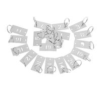 BUGUUYO 20pcs Stainless Steel Number Tags 1-20 with Hollowed Rectangle Metal Labels and Key Rings for Cloakroom Organization and ID Marking