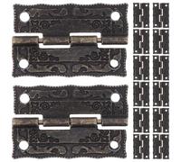 BUGUUYO 20pcs Vintage Decorative Iron Hinges with Screws for Wooden Jewelry Boxes and Cabinets Foldable Mini Retro Box Hinges with Antique Print Chest Hardware for DIY Craft Storage