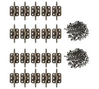 BUGUUYO 20pcs Vintage Small Cabinet Hinges 2.75" X 1.4" Retro Decorative Mini Hinges for Wood Boxes Jewelry Cabinets Toolboxes with 6-Hole Mounting, Cast Iron Hardware for Woodworking