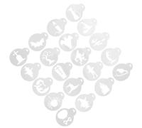 BUGUUYO 24pcs Halloween Cookie Stencil Decorative Coffee Stencils Pet White Easy to Clean, Easy to Carry for Latte and Cappuccino, Painting Template for Cake Decoration