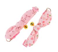 BUGUUYO 2pcs Adjustable Breakaway Cotton Bow Tie Kitten Collar with Bell for Female Cats and Small Dogs Lightweight Comfortable Design with Removable Bow Safety Quick Release for Everyday