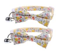 BUGUUYO 2pcs Adjustable Cat Collar Bow Tie and Bell Cute Design for Daily and Comfortable for Kittens and Small Dogs for Gatherings and Holidays