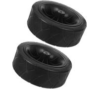 BUGUUYO 2pcs Beach Wagon Replacement Wheels Camping Wagon Wheel Black Rubber Shock Absorption Smooth Silent Rolling