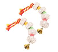 BUGUUYO 2pcs Bell Bird Set Mineral Chewing for Beak Grinding Natural Calcium Stones for Parrots Parakeets Macaws Random Color Random Color