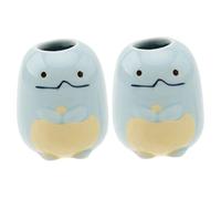 BUGUUYO 2pcs Ceramic Toothpick Storage Holder and Toothbrush Stand Multifunctional Blue Porcelain Base for Bathroom Countertop Organiser Compact Desktop Decoration and Practical Hygiene