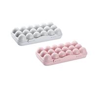 BUGUUYO 2PCS Creative Compartment Egg Storage Organizer Stylish Kitchen Fridge Egg Tray Pink Gray Durable Design Prevents Breakage Easy to Move