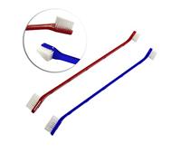 BUGUUYO 2pcs Double-Sided Dog Toothbrush Set Canine Dental Care with Long Handles Super Bristles for Easy Plaque Removal and Gum Massage for Dogs and Cats