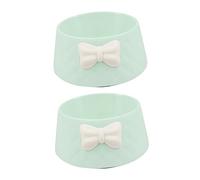BUGUUYO 2pcs Eco-friendly Plastic Pet Feeding Bowl with Bow-knot Decor for Dogs and Cats Easy to Clean and Convenient for Travel Durable and Lightweight Design Green