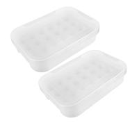 BUGUUYO 2pcs Egg Carton Crisper Stackable Fridge Food Storage Containers for Refrigerator Egg Holder Lid Home Kitchen Organization Crate for Fresh
