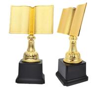 BUGUUYO 2pcs Elegant Gold Book Shaped Winners Trophy for Reading Competition, Plastic Award Trophy with Exquisite Craftsmanship, for Award Ceremony and Reading Challenges