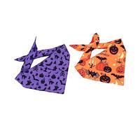 BUGUUYO 2Pcs Halloween Pet Triangle Scarf Dog Costumes with Pumpkin Hat and Skull Prints Fashionable Bibs for Dogs for Parties and Photo Shoots