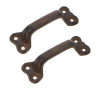 BUGUUYO 2Pcs Large Rustic Cast Iron Pull Knobs Vintage Door Handles for Garden Gates and Home Decor, Antique Style Heavy-Duty Cast Iron Handles for Exterior and Interior Doors