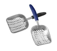 BUGUUYO 2pcs Metal Cat Litter Scooper with Wide Holes for Quick Filtering Ergonomic Aluminum Alloy Handle for Reduced Hand Fatigue Flat Head Design for Thorough Litter Box Cleaning