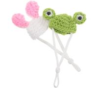 BUGUUYO 2PCS Mini Pet Hats Hand Knitted Frog Bunny Costume Caps for Small Animals Cartoon Headwear for Hamsters Kittens Lizards Adorable Tiny Hats for Personalities