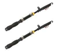 BUGUUYO 2pcs Mini Telescopic Fishing Rods Portable Short Sea Pole with Mini Reel Compact Collapsible Design for Travel Seawater Freshwater Bass Trout Super Hard Casting Poles in Black