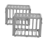 BUGUUYO 2pcs Miniature Cage Model DIY Animal Cage Adornment Abs Mini for Table Decoration and Small Action Figure Display
